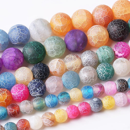48PCS 8MM Weathered Agate Beads-Multicolo Stone Beads Energy Healing Beads for DIY Jewelry Bracelet Necklace Making for Jewelry Making15Inch