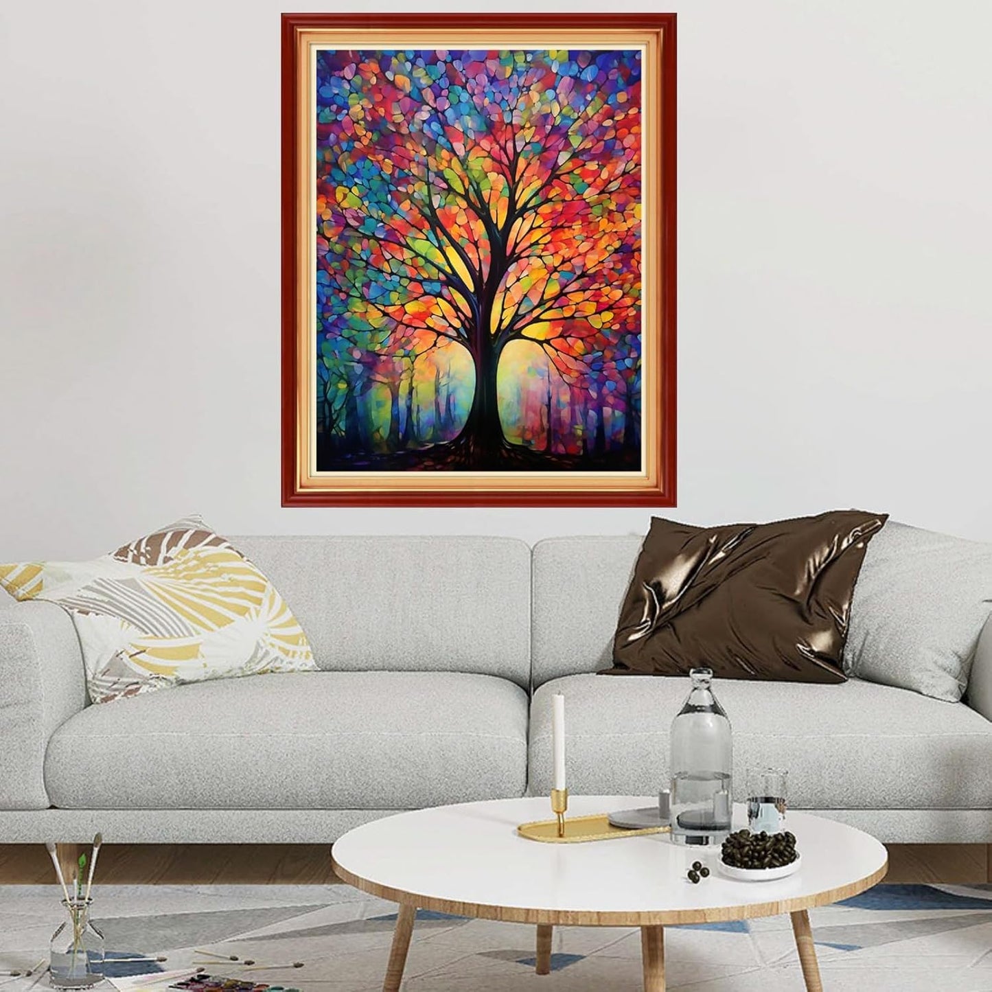 Dimxvean Stamped Cross Stitch Kits,Cross Stitch Kits for Adults Beginners,Embroidery Kits Full Range of Cross Stitch Stamped Kits Needlepoint Kits Cross Stitch Patterns-Night Light Tree 16x20 inch