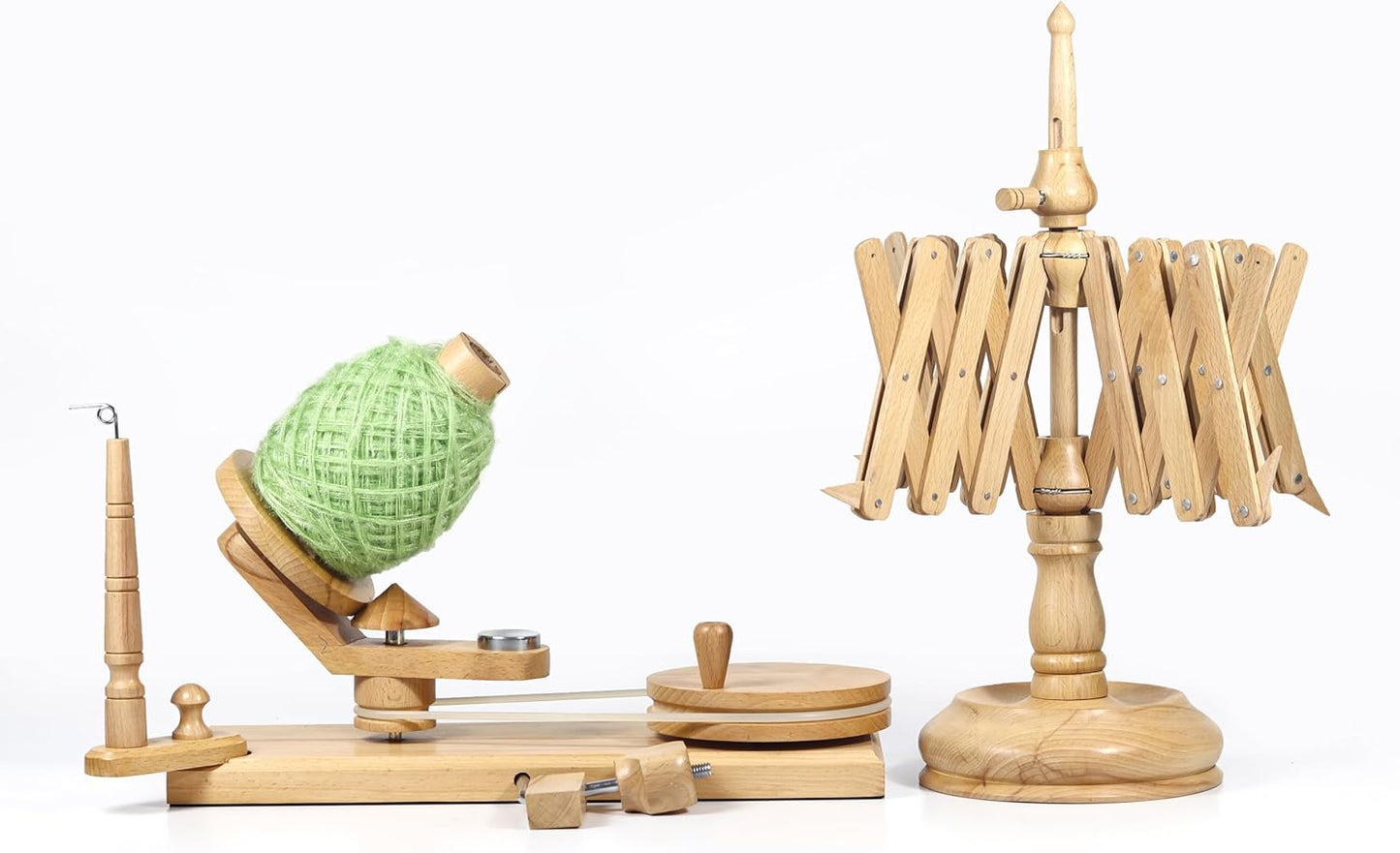 Wooden Yarn Winder with Swift – Manual Yarn Ball Winding Tool for Knitting and Crocheting – Combo Kit (Winder + Swift Beechwood)