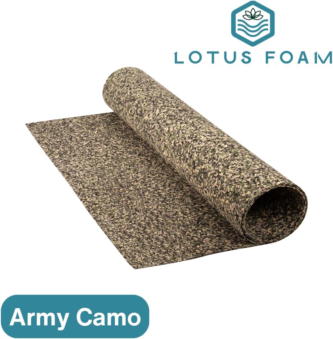 LotusFoam Large 3mm EVA Foam Sheet - 44"x 85" High Density Foam 130 kg/m3 for Cosplay, Costumes, Crafts, Flooring, Outdoor Use - 35 Colors (Army Camo) - Army Camo