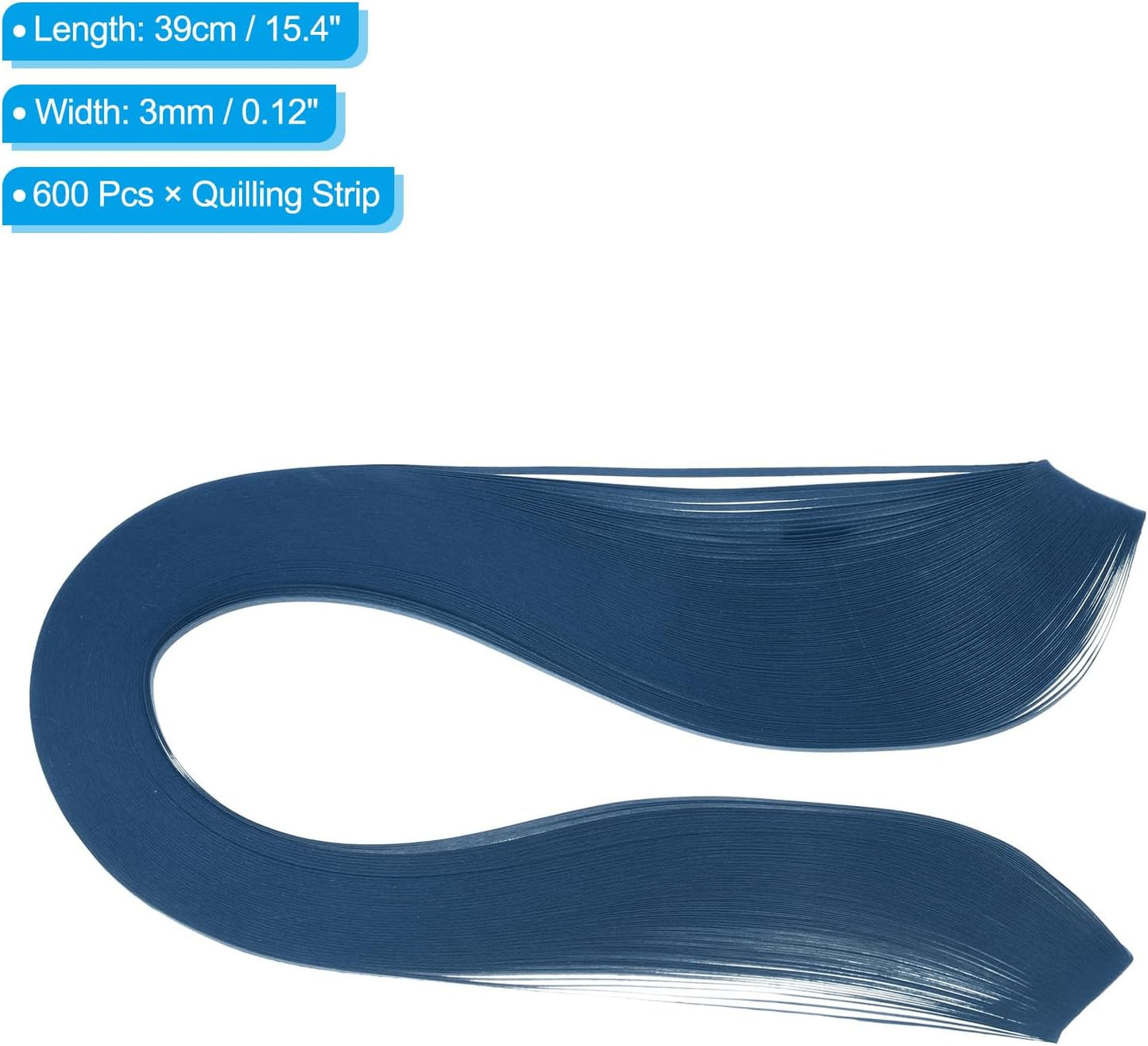 PATIKIL 600pcs Quilling Strips Paper 1/8"(3mm) 39cm Origami Paper Quilling Strip for Art DIY Hand Craft Christmas, Dark Blue