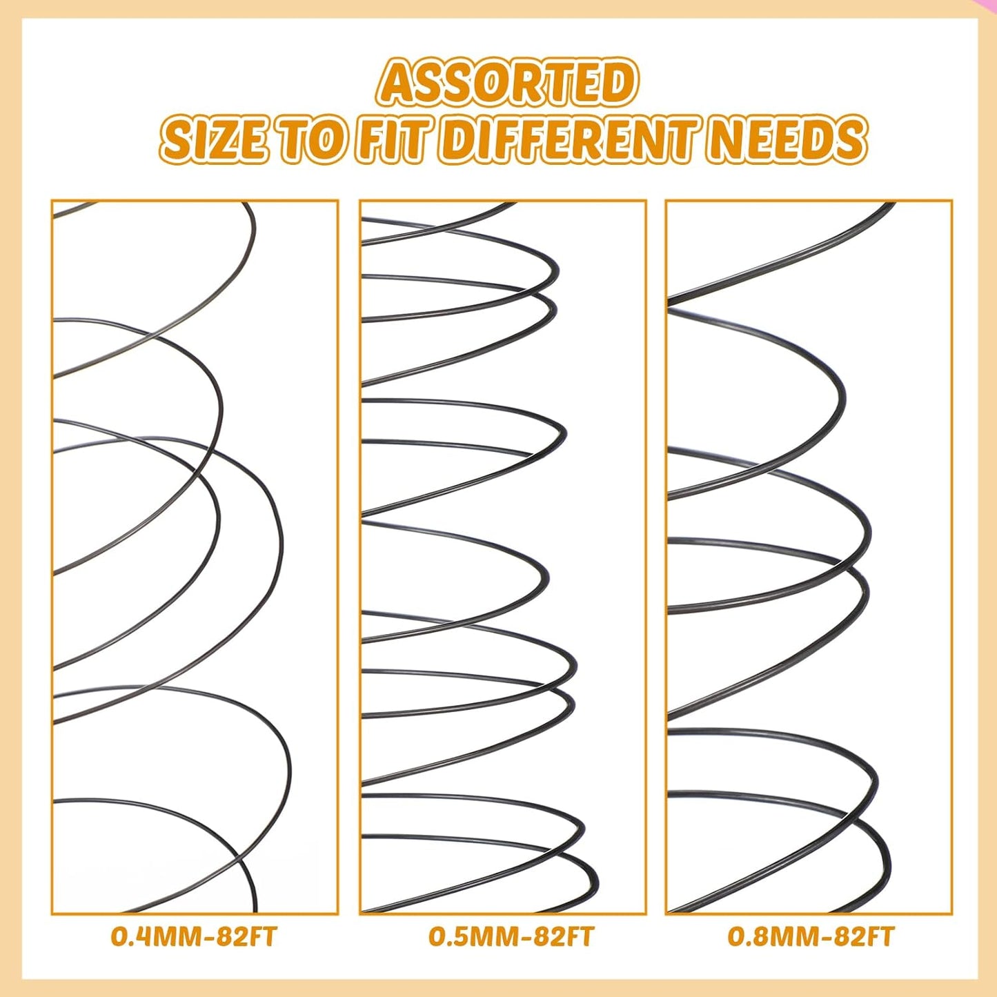 Funrous 5 Rolls 5 Size Jewelry Wire 18, 20, 22, 24, 26 Gauge Copper Wire Kit Jewelry Beading Bendable Craft Metal for Making Crafts, Sculpting with a Pliers (Black)