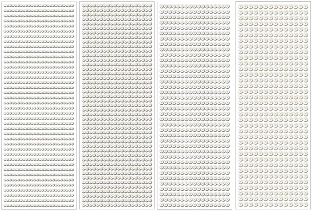 1799pcs Self Adhesive Face Pearl Gems Stickers, Hair Gems Rhinestones Stickers, Bling Jewels for Makeup, Crafts, Home Decor Scrapbooking Embellishments, 4 Sizes 3mm/4mm/5mm/6mm(Beige Pearl)