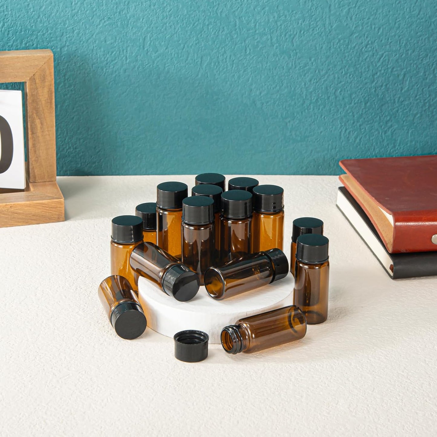 10ml Amber Small Glass Vials 50pcs with Screw Caps(50pcs)