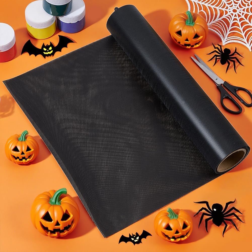 Fursuit Eye Mesh 78.74x15.74inch Black Waterproof PVC Plastic Mesh 0.45mm Thick Printable Fabric Meshs for Furry Cosplay, Props, Fursuits, Craft Making Home Decor Hole: 0.8mm
