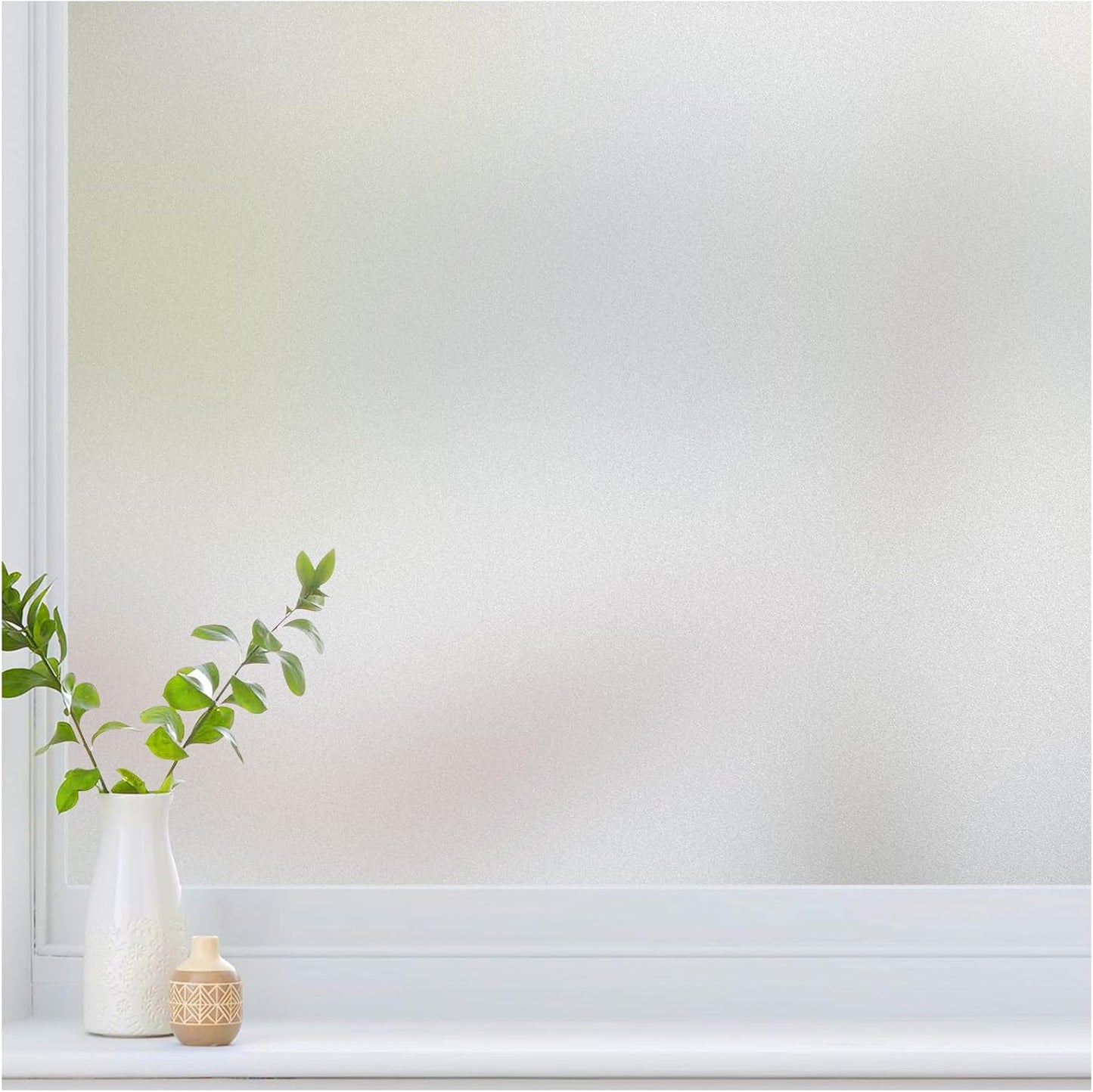 Haton Window Privacy Film Frosted Glass for Bathroom, Static Cling UV Sun Blocking Window Clings, Opaque Decorative Coverings Removable Sticker Heat Control Tint for Home Door, Pure 17.5" x 157.4"