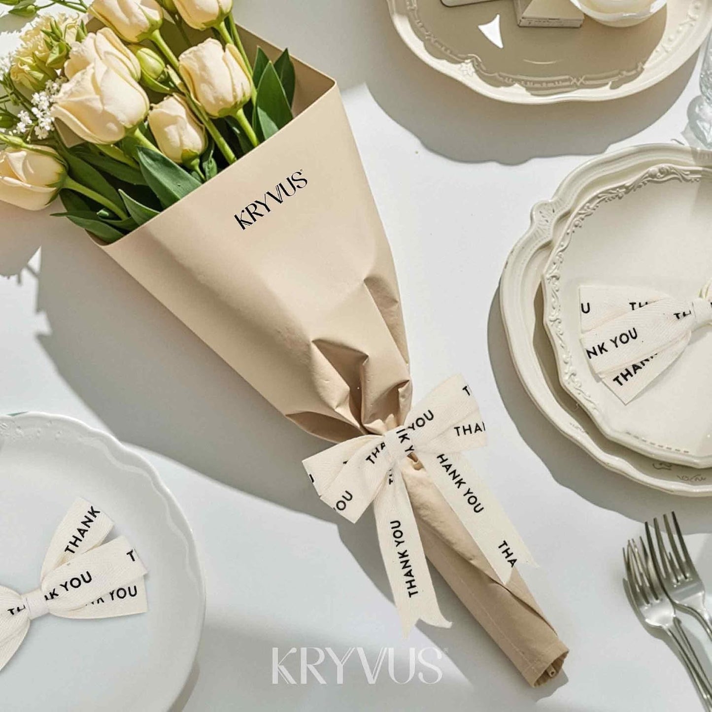 Thank You Ribbon - 5/8 Inch x 12 Yards Natural Twill Tape Ribbon, Cotton Herringbone Ribbons for Gift Wrapping, Birthdays, Weddings, Christmas, Anniversaries, Valentine's Day, Mother's Day