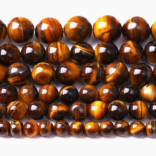 8MM Natural Iron Yellow Tiger Eye Stone Energy Healing Beads Round Loose Beads for Jewelry Making Bracelet 90pcs 2 Strands 32"