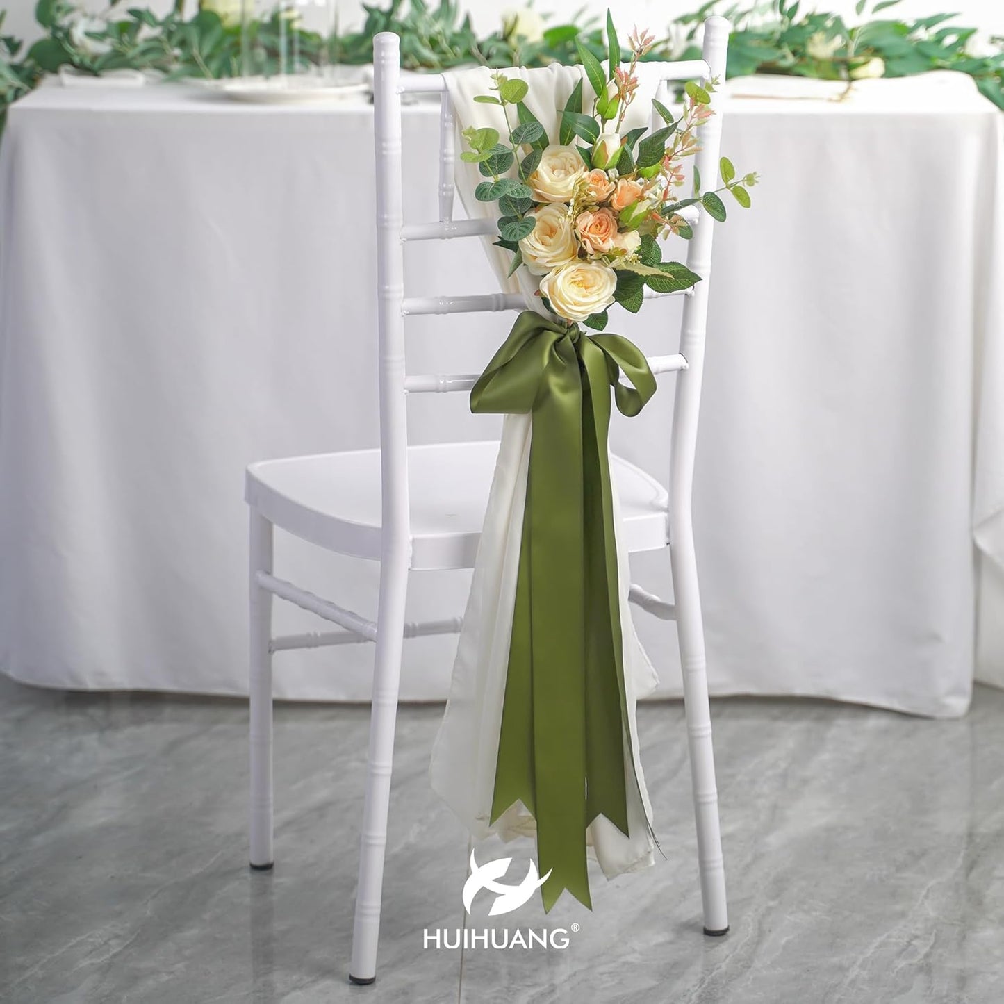 HUIHUANG Moss Green Ribbon 2 inch Double Face Green Satin Ribbon Olive Green Ribbon for for Flower Bouquet Wrap, Wedding Invitations Card, Gift Wrapping, Holiday Decor, Bows Crafts -25 Yards/Roll