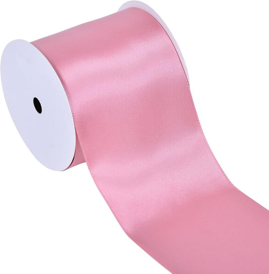 YAMA Rose Gold Double Faced Satin Ribbon, 3 Inch 10 Yards, Dusty Pink Ribbon Great for Crafts Bows Flower Bouquet Wedding Home Decor Gift Wrapping