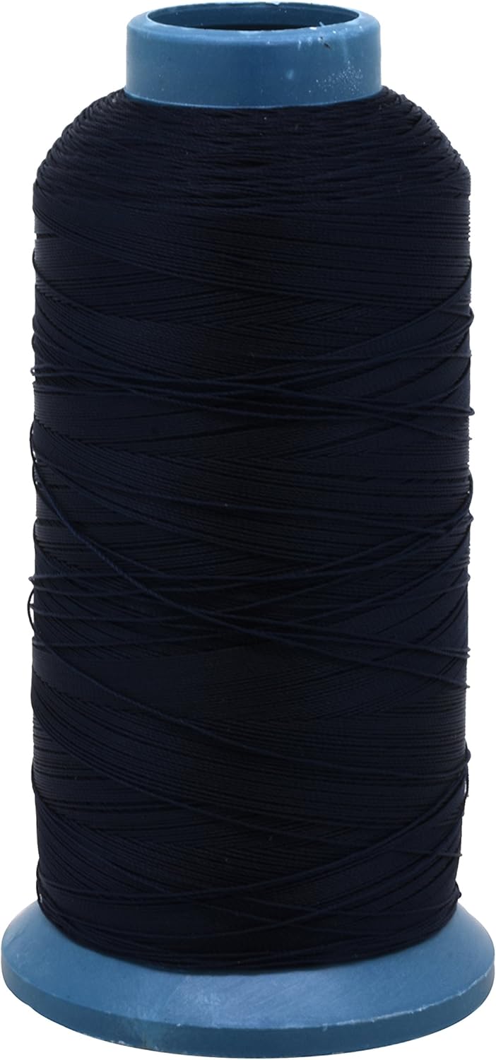 Mandala Crafts Bonded Nylon Thread Dark Blue Heavy Duty Sewing Threads - 1500 YDs Size 69 210D T70 Tex 70 Thread for Leather Jeans Weaving Outdoor Marine Upholstery Threads
