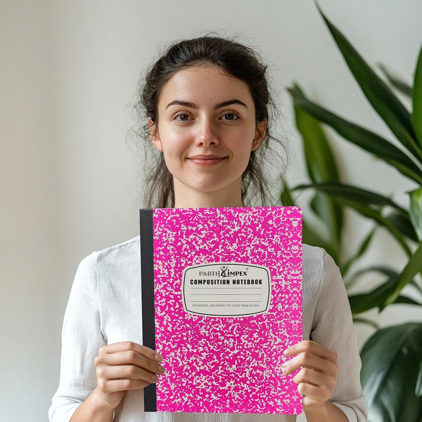 PARTH iMPEX 12 Pack Bulk Composition Notebooks Wide Ruled, 200 Pages (100 Sheets), 9-3/4 x 7-1/2, Hard Cover Wide Ruled Notebooks in 6 Assorted Colors, Composition Notebook For School College Office