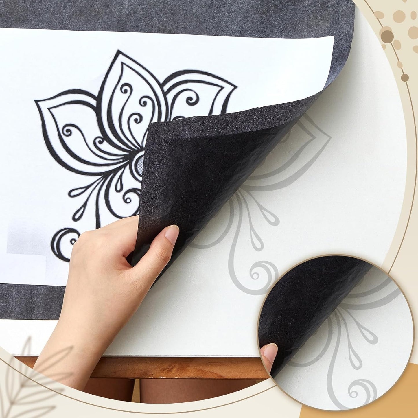 Dinifee 5 Sheets Large Carbon Paper for Tracing 20.3 x 36 Inch Graphite Transfer Paper Waxed Carbon Transfer Paper for Wood, Paper, Canvas, Woodworking Patterns, Fabric, Sketch Drawing, Black