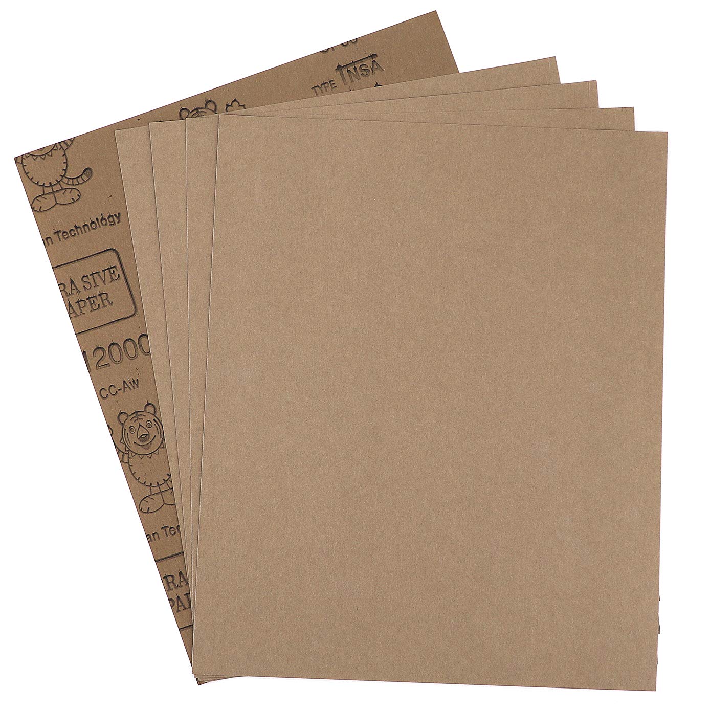 9x11 inch 5 Sheets Sandpaper, Wet or Dry 12000 High Grit Extra Fine Sand Paper, Silicon Carbide Waterproof Abrasive Pads for Automotive Sanding, Wood Turing Finishing, Metal Furniture Polishing