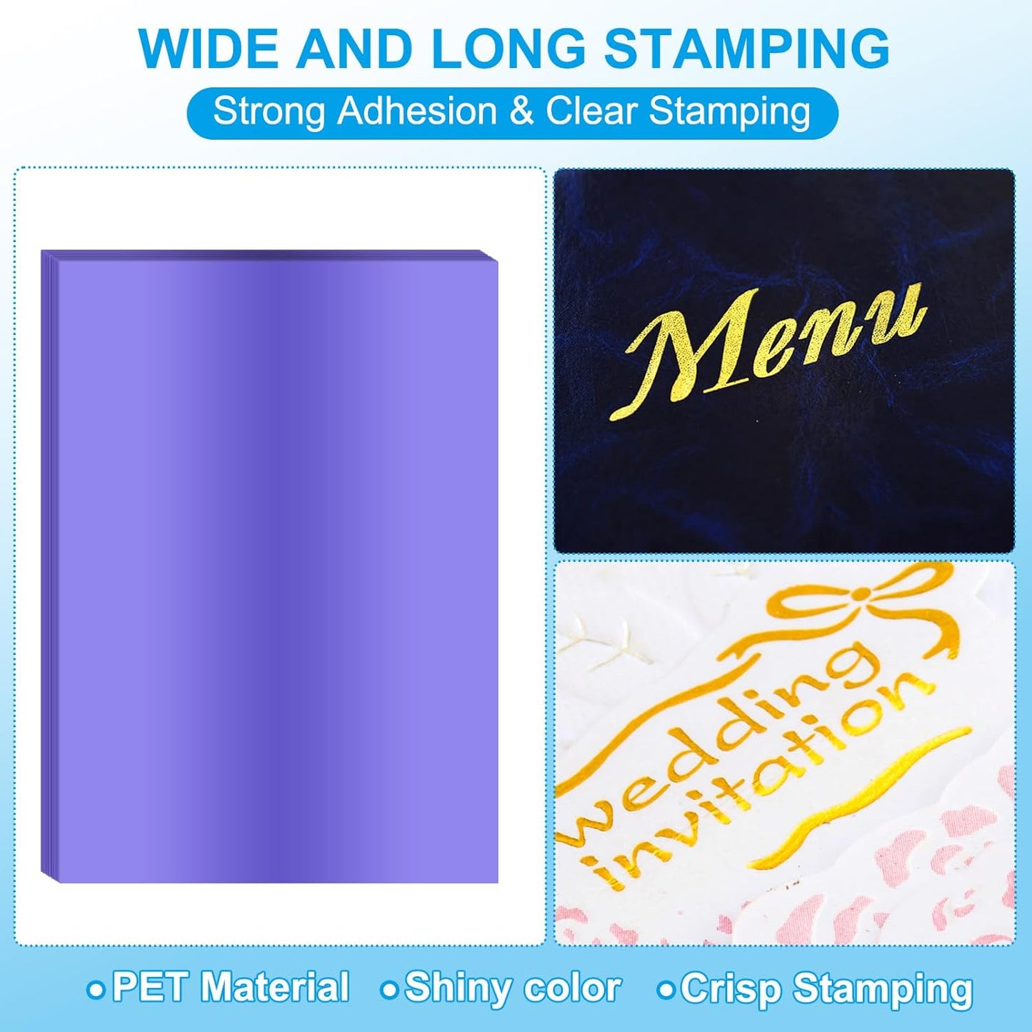 PATIKIL 11.7x8.3" Hot Stamping Foil Paper Sheet, 20 Sheets A4 Heat Transfer Hot Stamping Paper Foil for Leather DIY Logo Decor Craft Gift Package Scrapbook Card, Violet