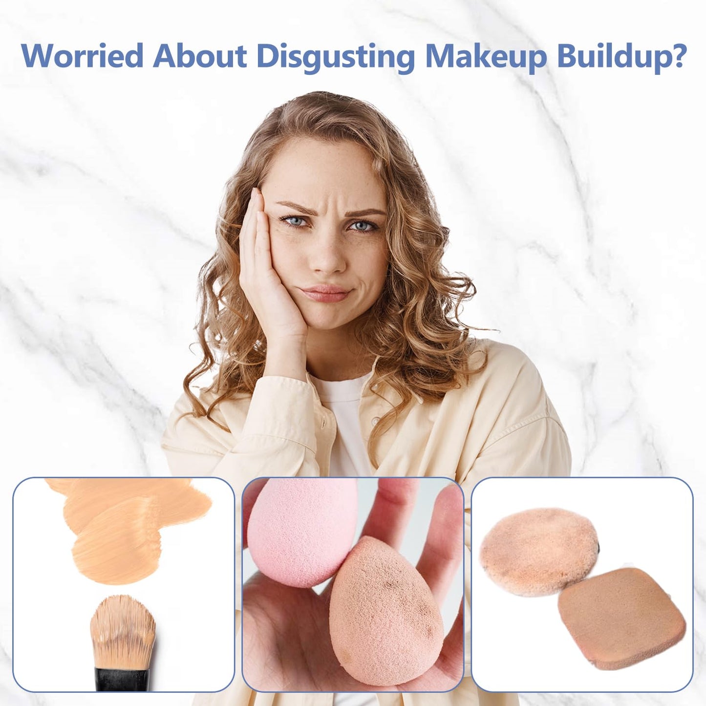 Alyfini Makeup Brush & Sponge Shampoo, Ultra Concentrated, Deep Clean Foundation/Lipstick, Professional Cleanser Solution, Efficient Dissolves Residue on Make Up Brushes/Sponges/Puff, 5.1 Fl Oz/150ml