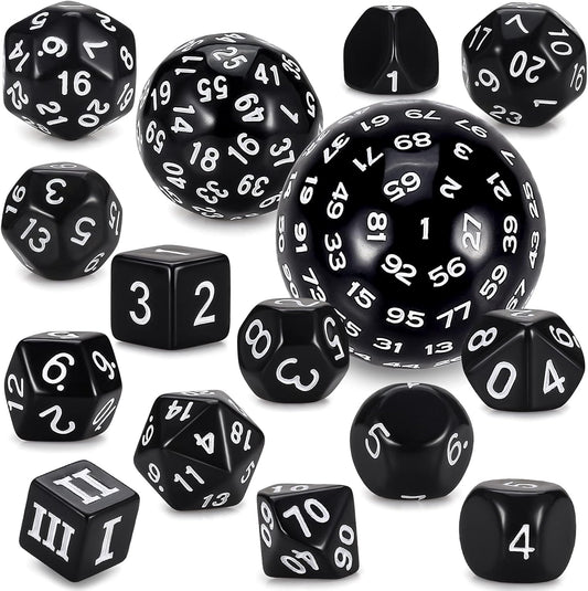 CiaraQ DND Polyhedral Dice Set (15pcs) D4-D100 Game Dice with Dice Bag for Dungeons and Dragons Role Playing Table Games (Black & White)