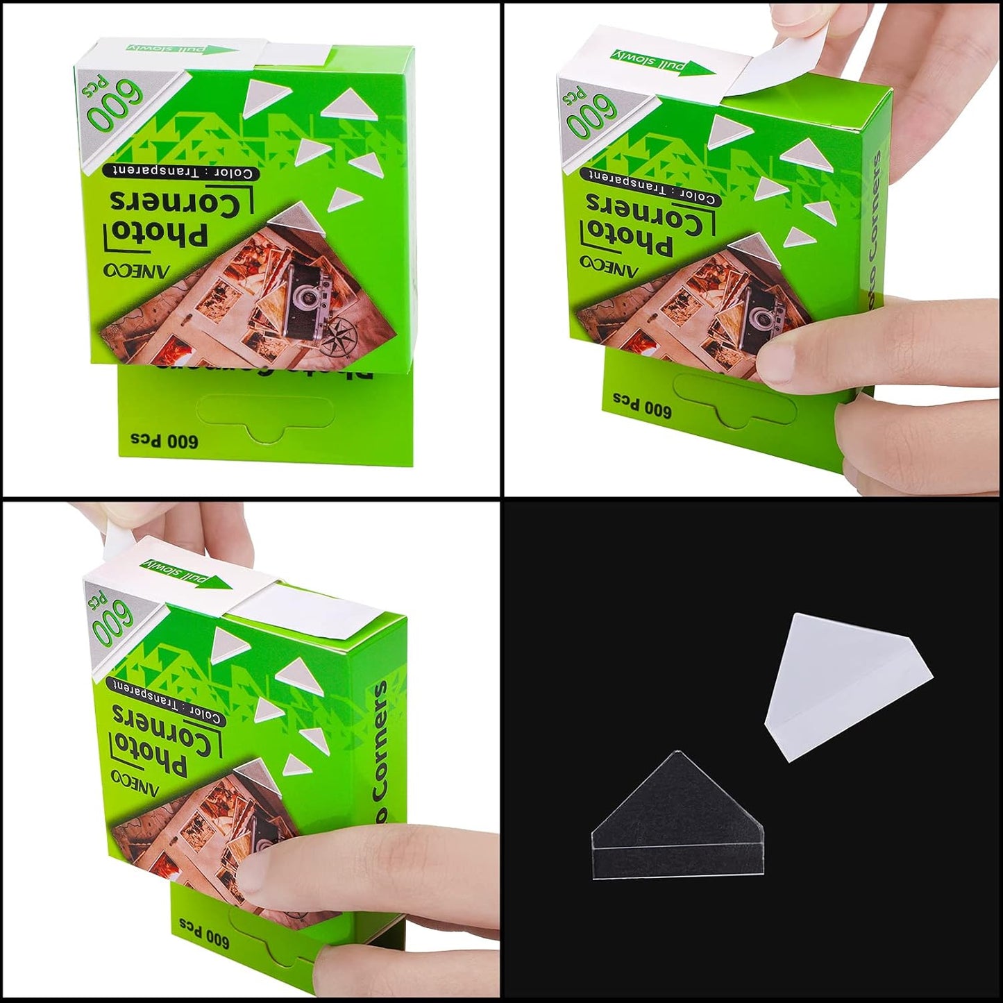 Aneco 600 Pieces Clear Self-Adhesive Picture Mounting Corner Stickers Transparent Acid-Free Photo Mounting Corners for Scrapbooking Diary Journal