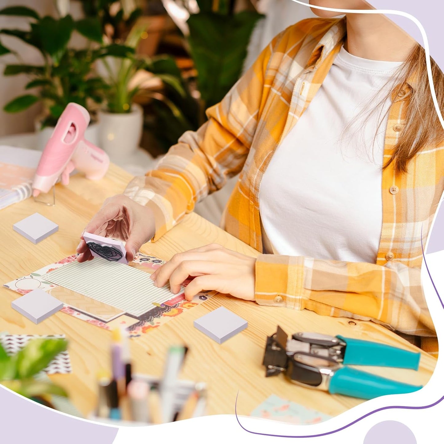 Frienda 24 Pcs 2" x 2" Rubber Carving Blocks Linoleum Blocks for Printmaking, Stamp Making, DIY Crafting, Scrapbook, Painting, Soft and Easy to Carve (Light Purple)