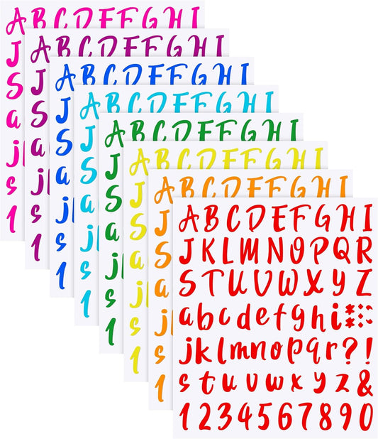 Outus 576 Pieces 8 Sheets Letters Stickers Self Adhesive Vinyl Letter Alphabet Number Stickers Mailbox Numbers Sticker, Decals for Classroom Decor, Sign, Door(Multi Colors,1.5 Inch)
