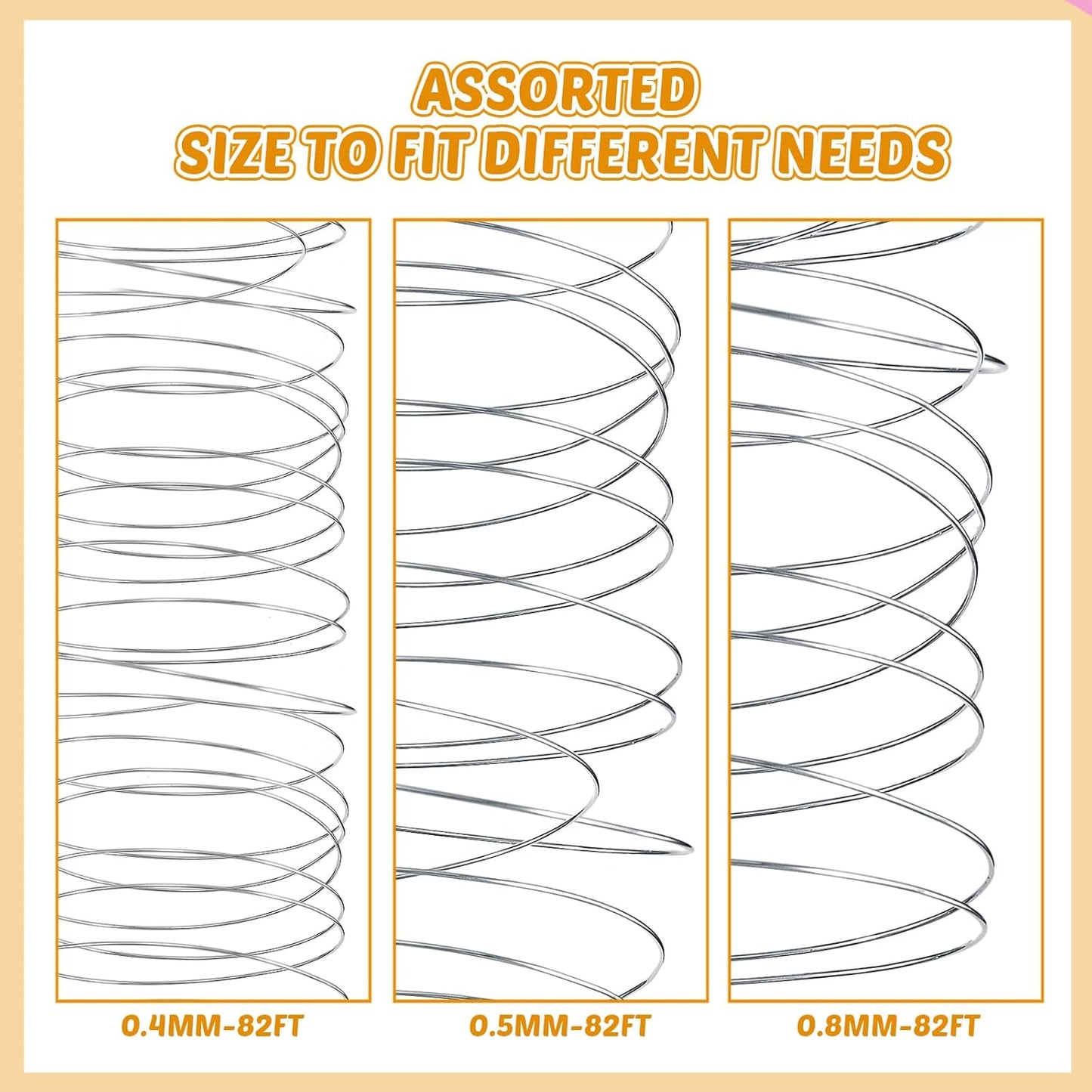 Funrous 5 Rolls 5 Size Jewelry Wire 18, 20, 22, 24, 26 Gauge Copper Wire Kit Jewelry Beading Bendable Craft Metal for Making Crafts, Sculpting with a Pliers(Silver)