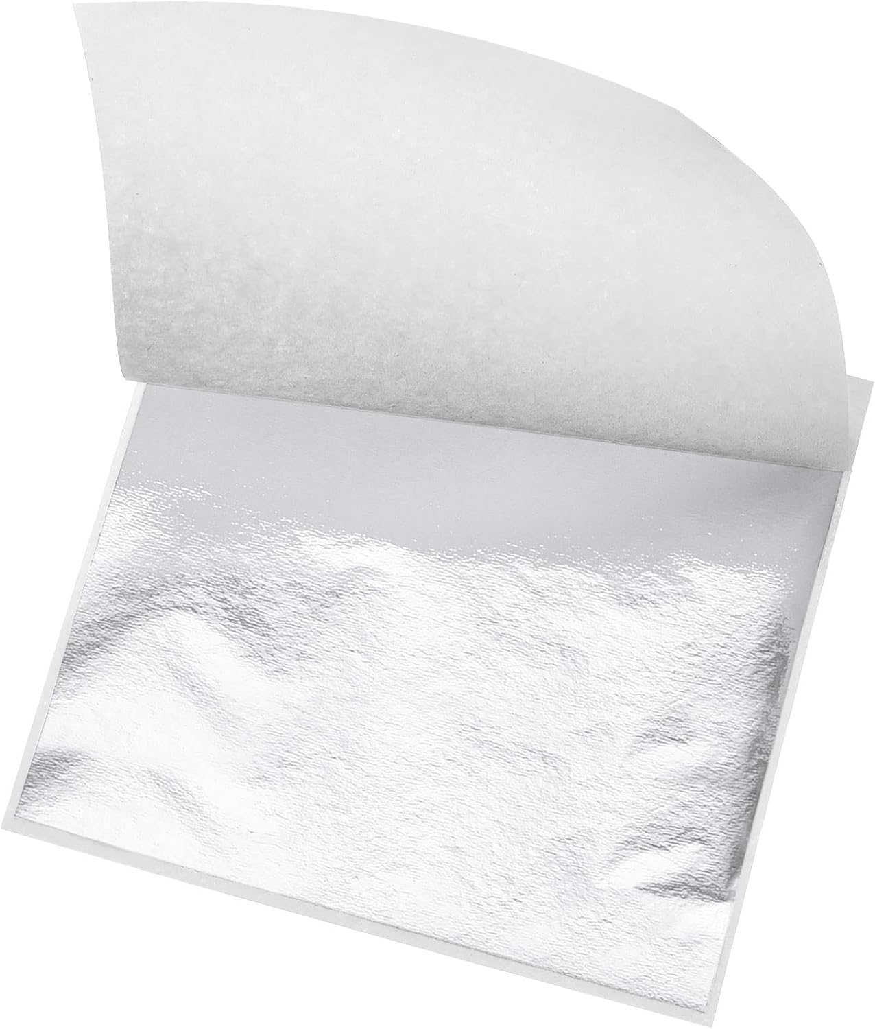 MECCANIXITY Gold Leaf Foil Sheet, Bright Silver Leaf Papers, 3.3 x 3.1inch for Art Decoration, Sculptures, Painting, Pack of 100