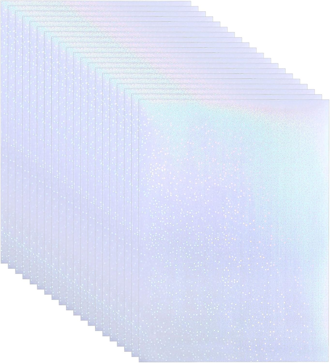 PATIKIL 11.7x8.3" Holographic Sticker Paper, 20Sheets A4 Polypropylene Self-Adhesive Transparent Waterproof Laminate Overlay Film for Photo Cards Scrapbook Decorations, Star