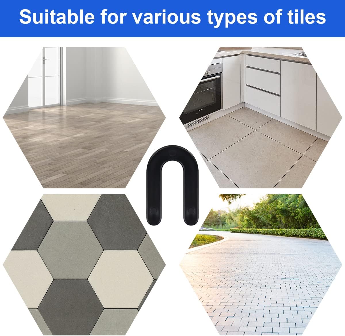 DGSL Tile Leveling System Tile Spacers 1/4 Inch, 300 pieces Horseshoe Shim U Shape Plastic Tile Leveling Clips for Various Types of Tile Leveling