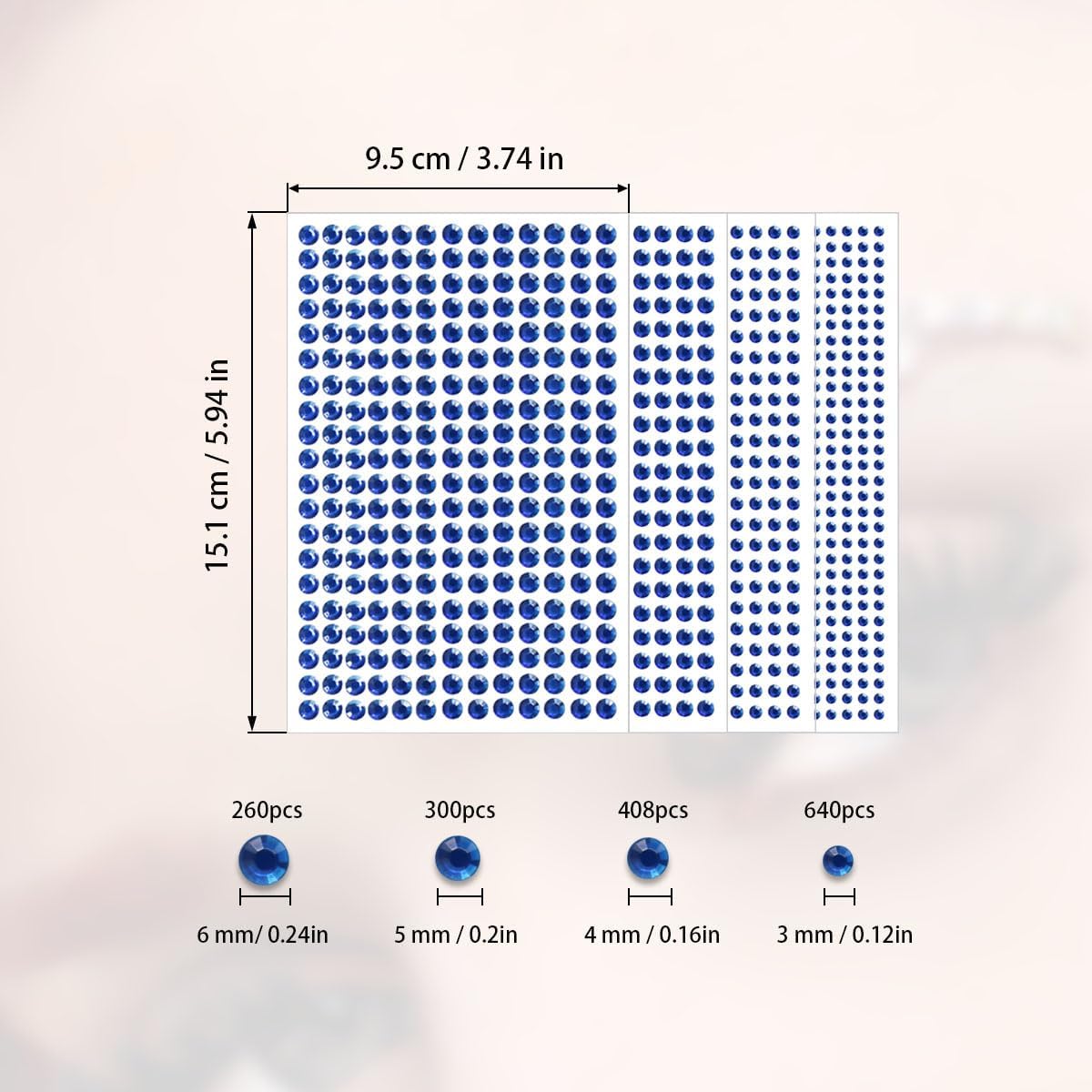 4 Sheets Self Adhesive Pearl Stickers, Self 4 Sizes Bling Rhinestone Sticker, Rhinestone Stickers,Flat Back Pearls Sticker for DIY Crafts Craft Card Decorations Nail Art Beauty Makeup (Blue)