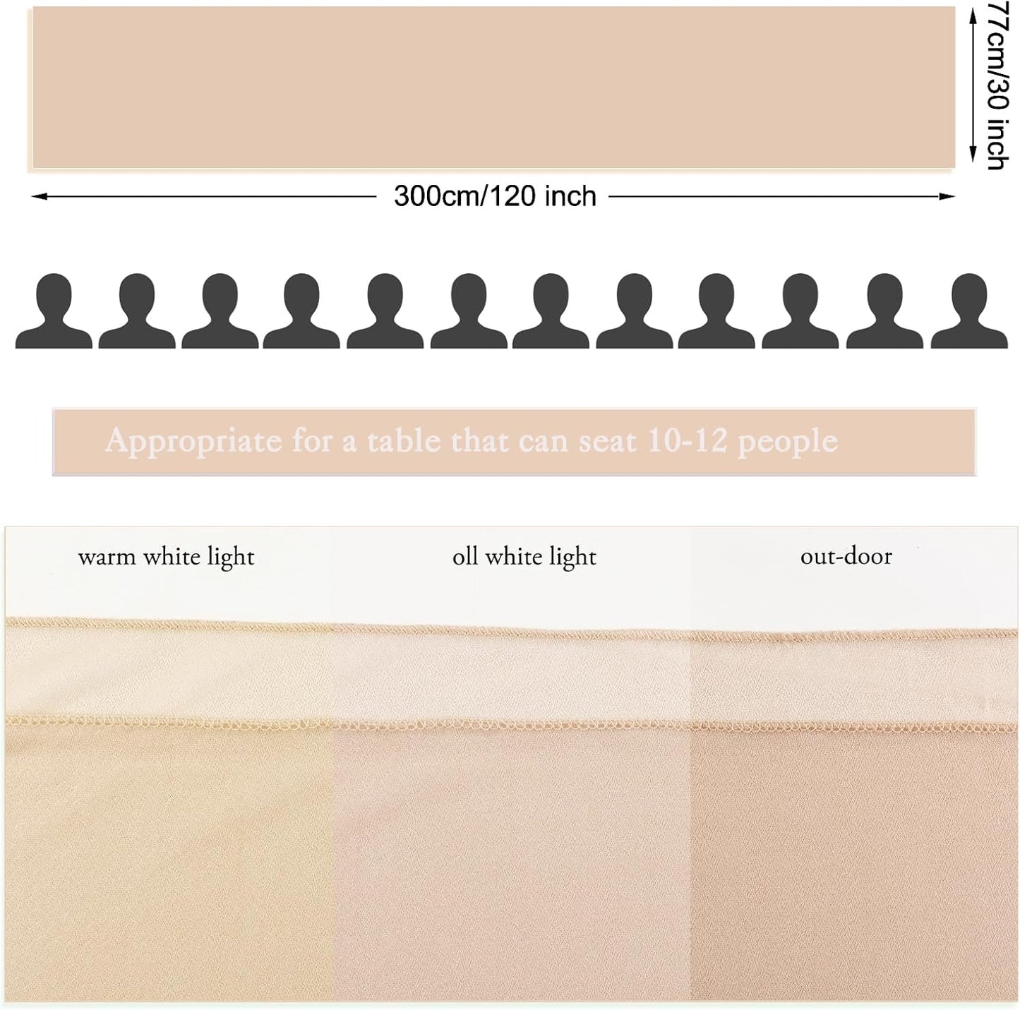 Champagne Chiffon Table Runner 30 x 120 Inches Sheer Table Runner 10ft Romantic Chiffon Table Runner for Wedding Decor Birthday Party Bridal Baby Shower Decoration