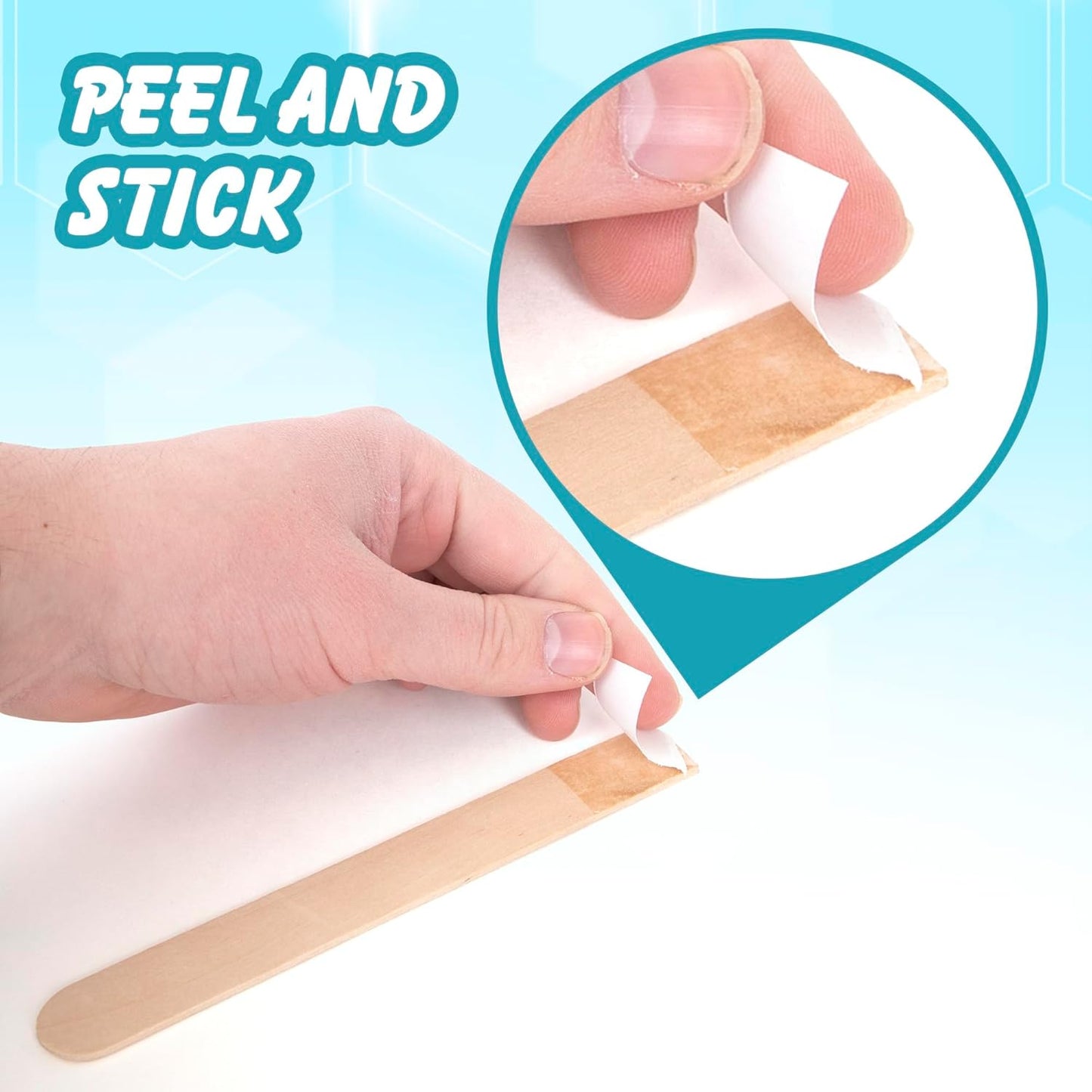 Darice Self-Adhesive Popsicle Sticks for Crafts – 500 Jumbo Wooden Sticks with Adhesive Tips, 6” x 1”, Mess-Free Arts and Crafts for Classroom, STEM, Home (Ages 3+)
