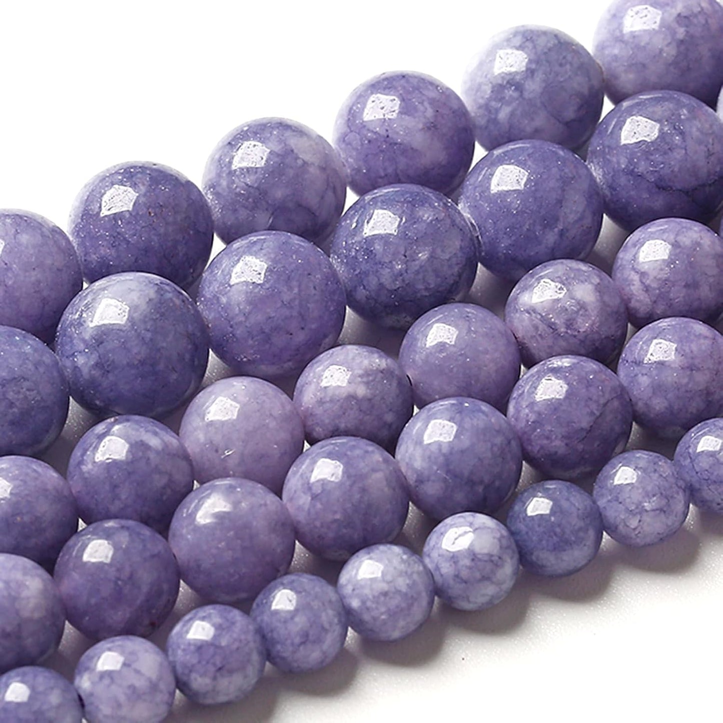 12MM Lavender Purple Chalcedony Natural Stone Round Loose Beads for Jewelry Making and Crafting 32pcs 15"