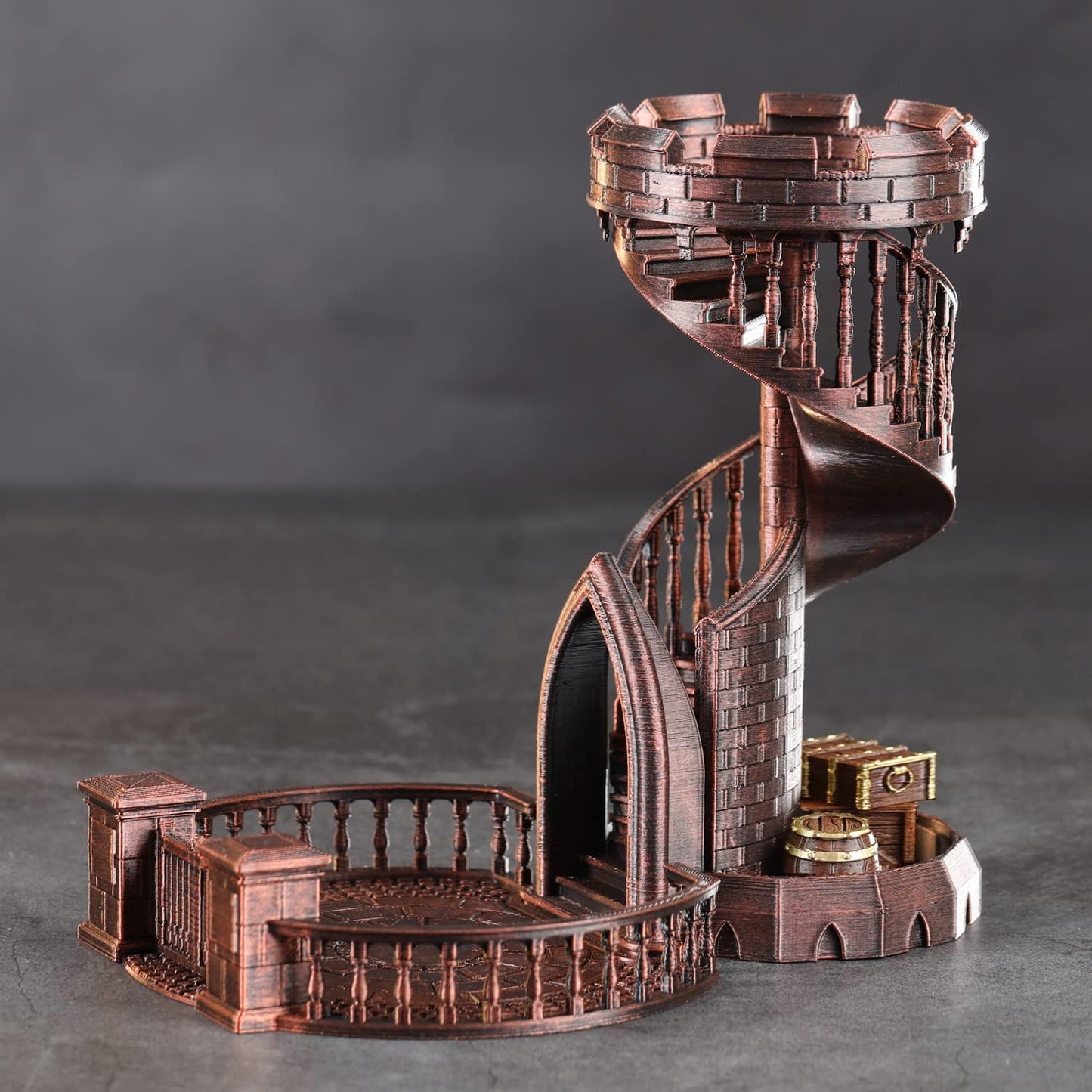 AUSPDICE DND Dice Rolling Tower Castle for D&D Dungeons and Dragons Role Playing Games Retro Themed (Red Copper Color)