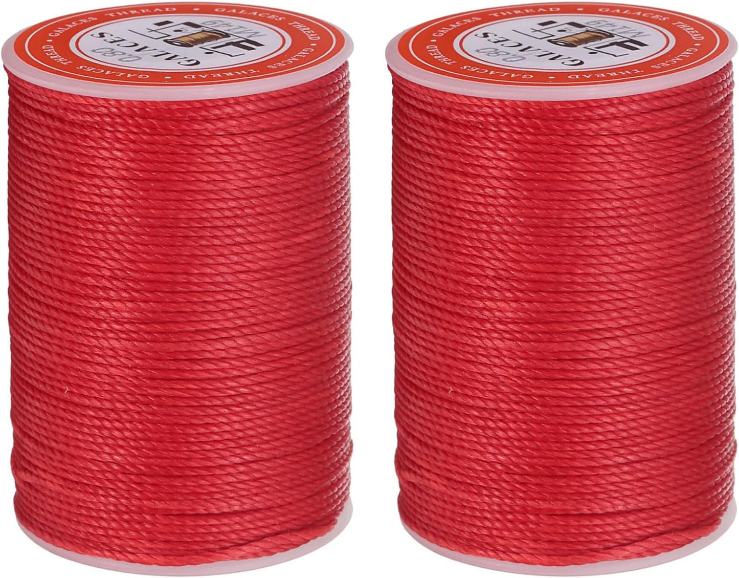 uxcell Round Leather Sewing Waxed Thread, 55m / 60 Yards Polyester Wax String, 0.80mm Wax Stitching Cord for Leather Crafts, Bookbinding, Bracelets Braided, Red, 2pcs
