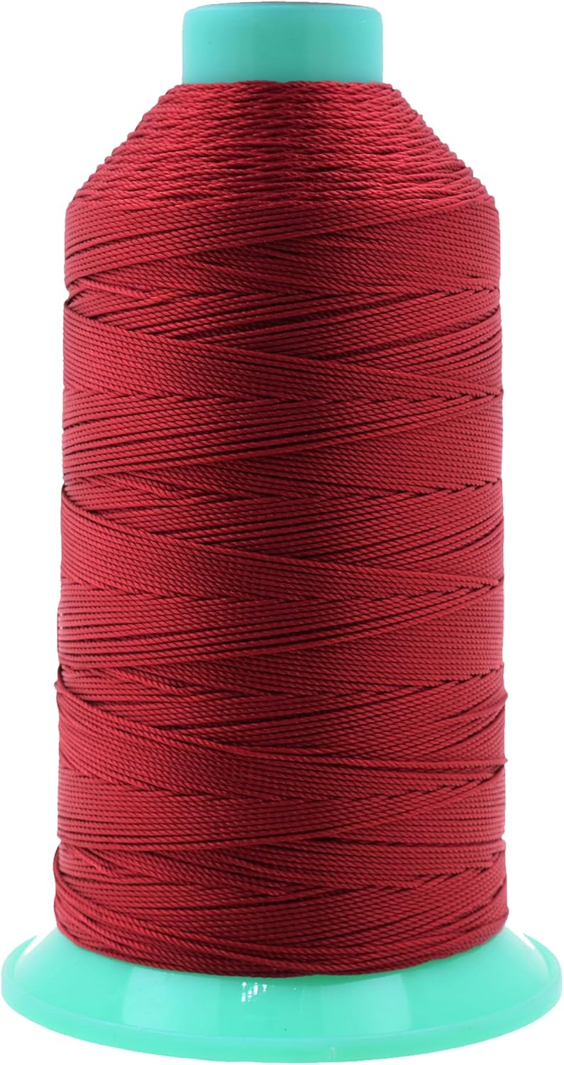Mandala Crafts Bonded Nylon Thread Maroon Heavy Duty Sewing Threads - 800 YDs Size 277 840D T270 Tex 270 Thread for Leather Jeans Weaving Outdoor Marine Upholstery Threads