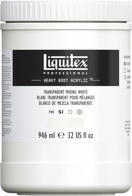 Liquitex Professional Heavy Body Acrylic Paint, 32-oz (946ml) Pot, Transparent Mixing White