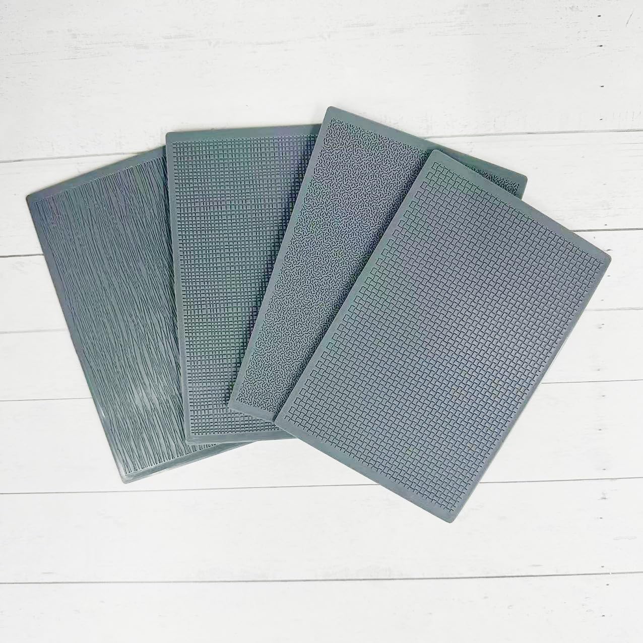 Arbuya Geometric Pattern Polymer Clay Texture Sheets for Earring Jewerly Making,Woodgrain Plaid Texture Mat for Polymer Clay Projects Polymer Clay Earrings Tools，4pcs/Pack