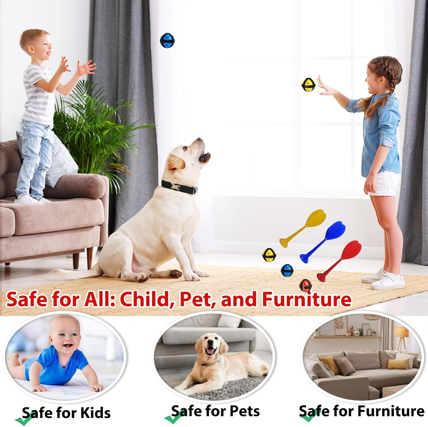 Dart Board Games for Kids Ages 3-12, Sticky Dart Board with 12 Balls & 12 Darts, Indoor Outdoor Toys for Boys, Party Birthday Gifts