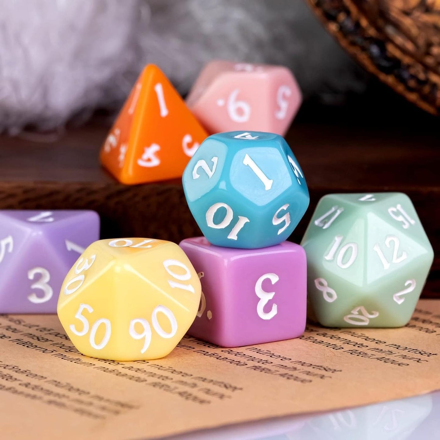 DND Dice Set -D&D Polyhedral Dice (7 Pcs) with Gift Leather Dice Bag for Dungeons and Dragons Role Playing Dice Games RPGs(7Pcs-Macaron)