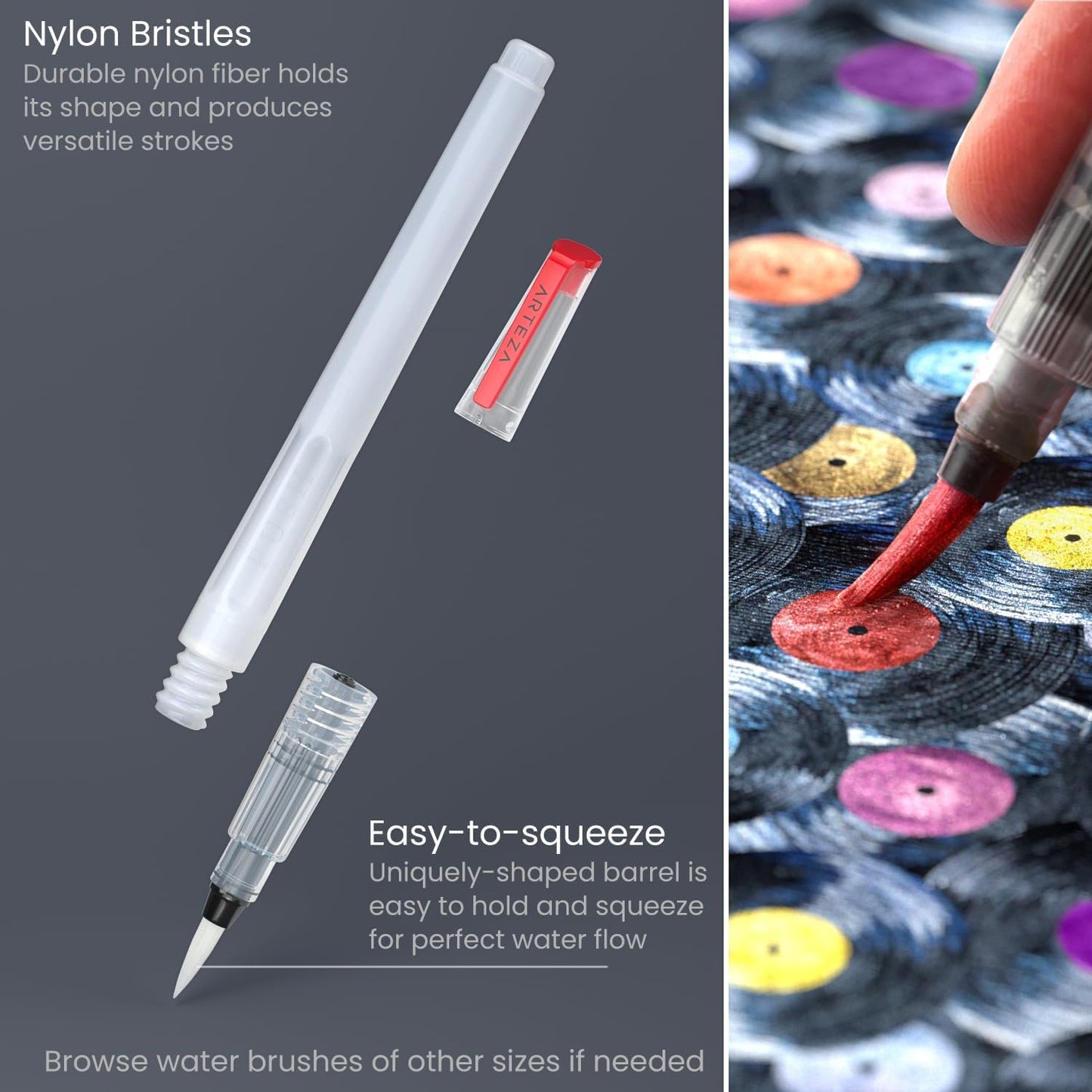 ARTEZA Metallic Watercolor Paint Set – 12 Iridescent Half Pans, Compact Travel Palette with Brush for Painting, Journaling & Mixed Media