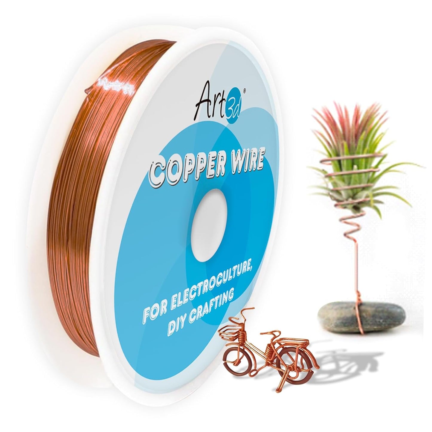 Art3d 16 Gauge 60 FT 99.9% Pure Soft Copper Wire for Electroculture Gardening, Jewelry Making, Beading, Science Projects, DIY Artwork, 1 Roll