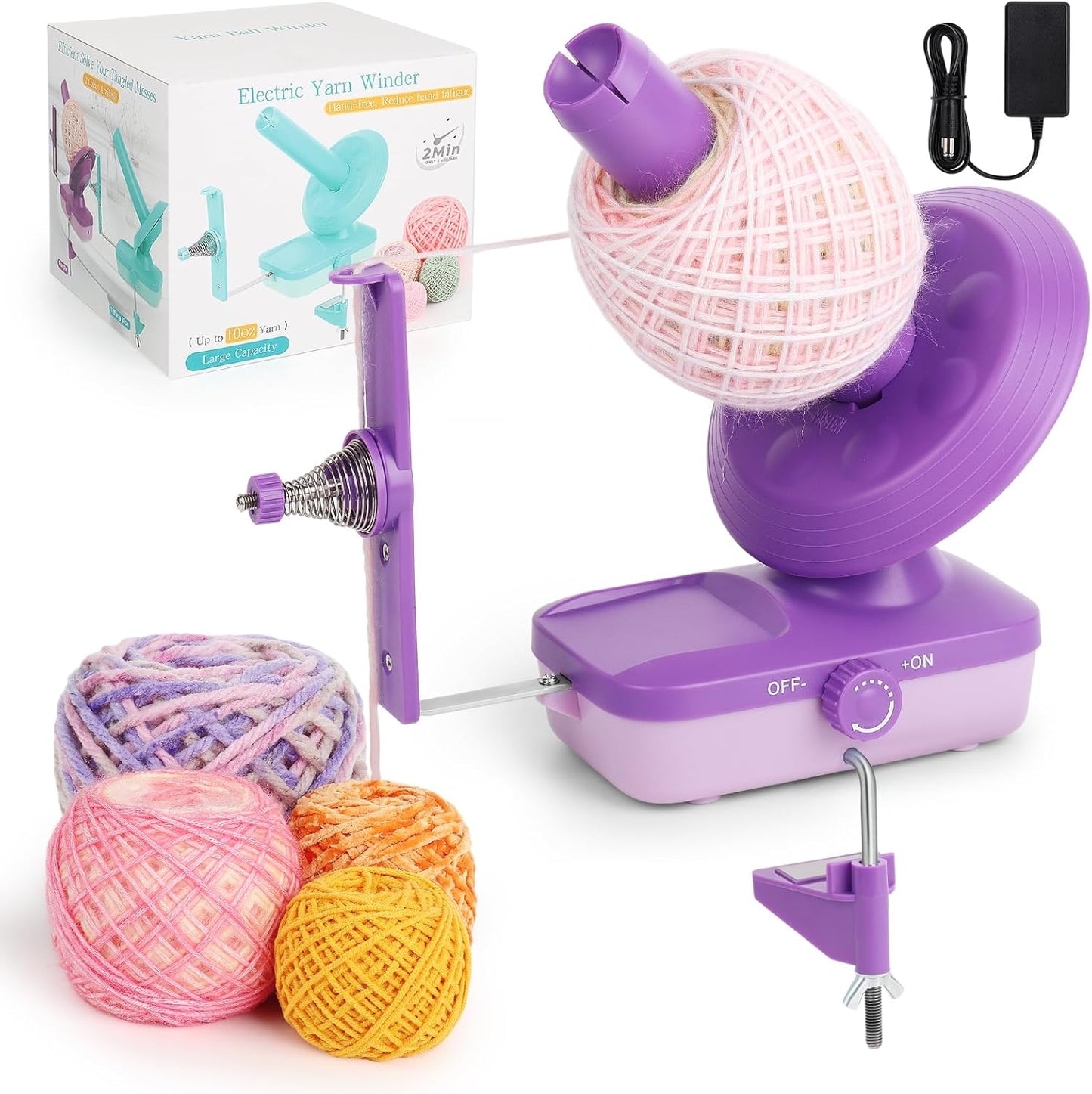 Electric Yarn Winder for Crocheting-Automatic Crochet Yarn Ball Winder for Perfect Neat Cakes-Stepless Speed with Strong Tension, Tangle-Free Knitting Gift for Seniors with Arthritic Hands(B)