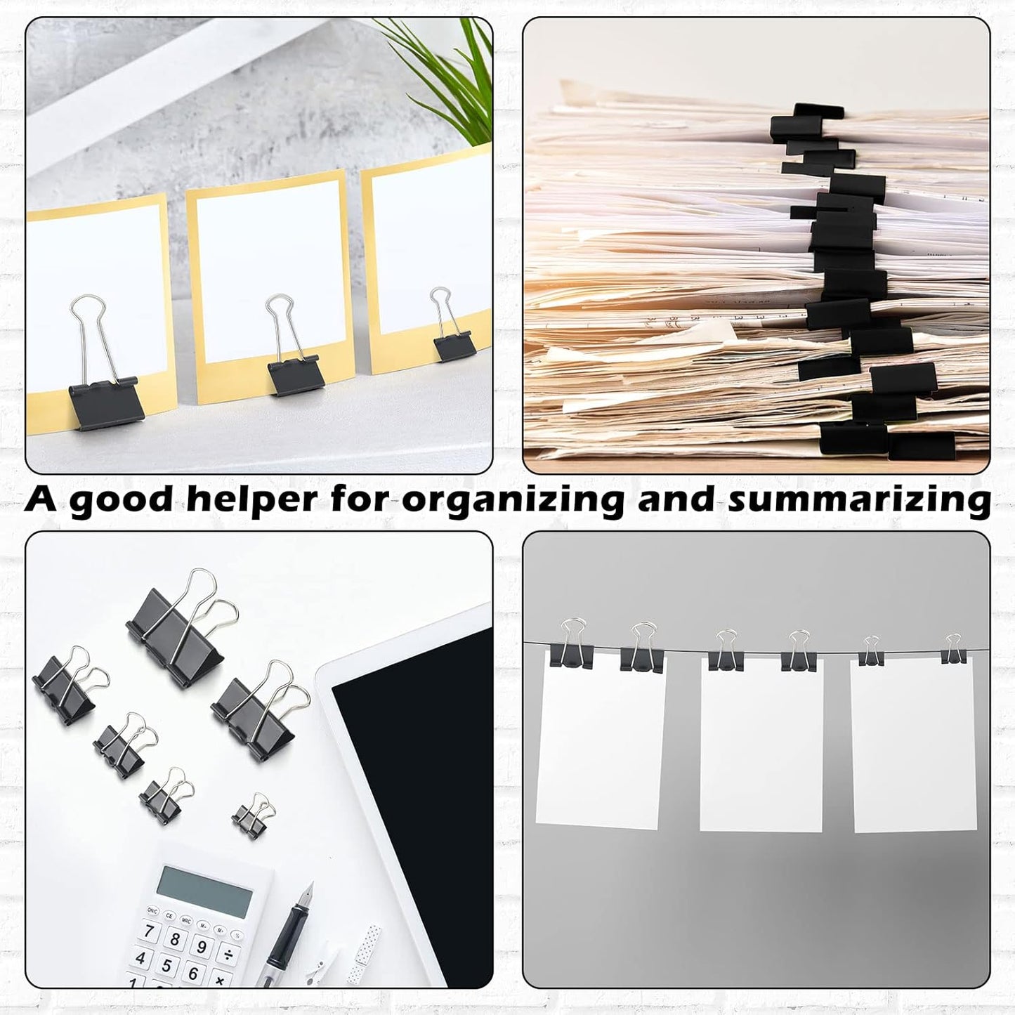 Yexiya 1000 Pcs Binder Clips Bulk Assorted Sizes Black Paper Clips Small Binder Clips Office Clips Bulk Mini Paper Clamps Multi Sizes for School Teachers Office Supplies (Multi Sizes)