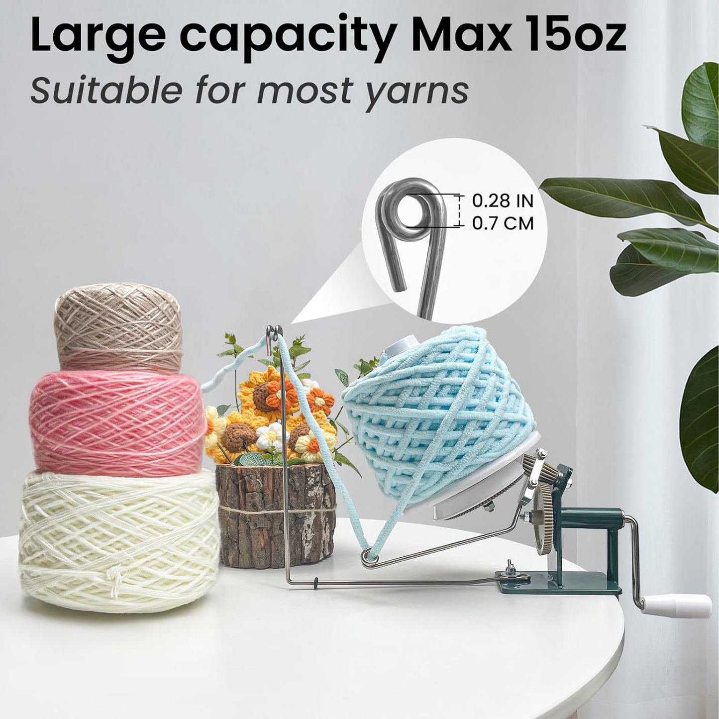 Yarn Winder, Yarn Ball Winder, Large 15 oz and Easy-to-Install Yarn Cake Winder Efficiently Make Yarn Cake, Sturdy Metal and ABS Yarn Winder for Crocheting,The Helper for Knitting Enthusiast
