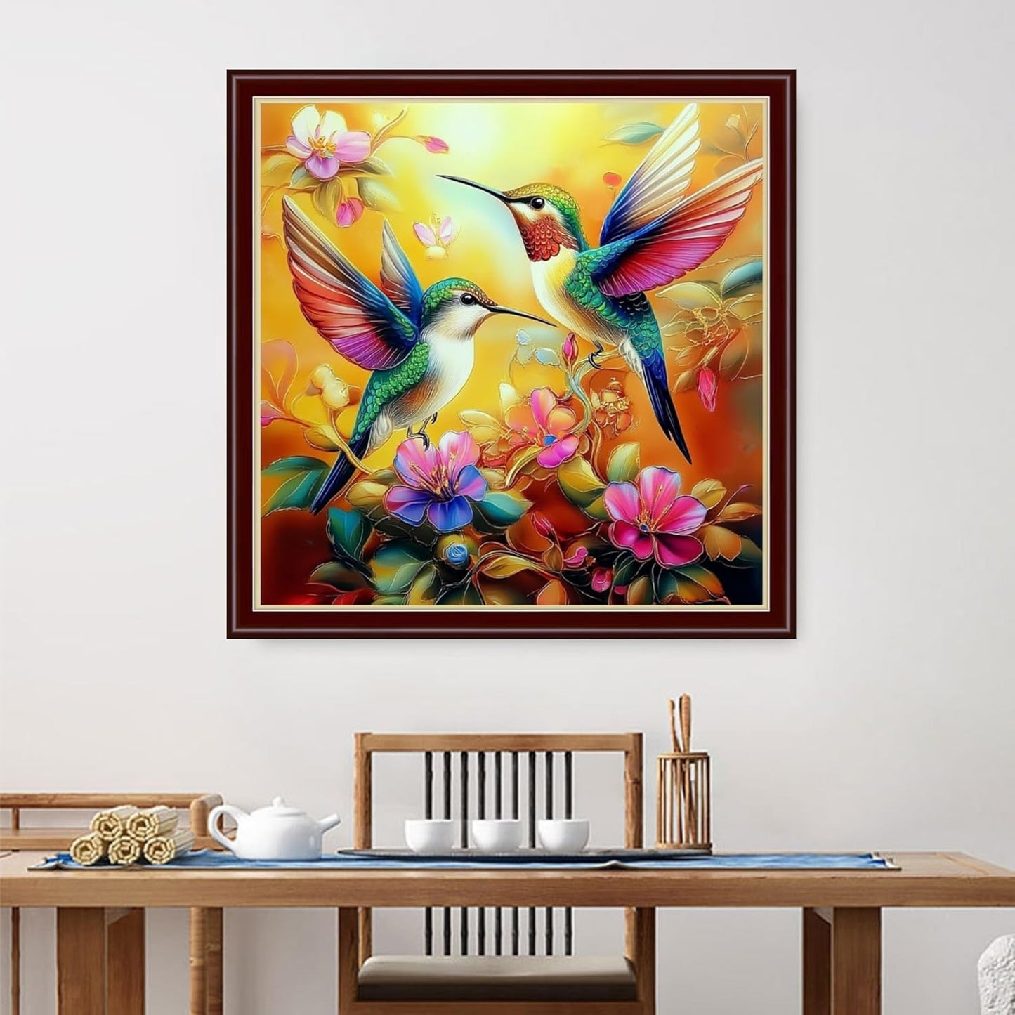 Dimensean Stamped Cross Stitch Kits Full Range of Embroidery Patterns Starter Kits for Beginners Adult or Kids DIY Cross Stitches Needlepoint Kits 11CT-Hummingbirds Collect Honey 18x18 inch