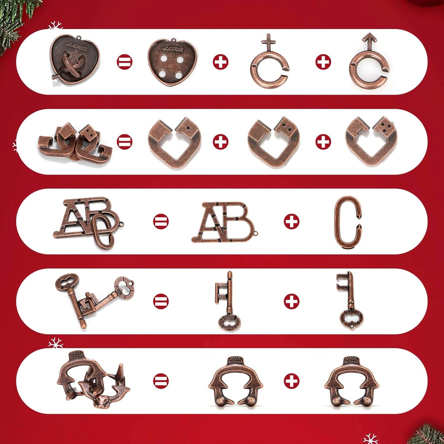 13 Pcs Brain Teaser Puzzles for Adults Teens - Metal Puzzles 3D Puzzle Game Toys for Adults Teens - Wooden Unlock Interlocking Puzzle Adult IQ Education Smart Toys