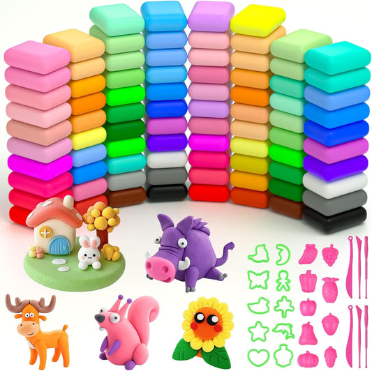 Ainiv Air Dry Clay Kit, 84 Colors DIY Model Magic Clay for Kids, Modeling Clay with 6 Sculpting Tools & 19 Mould, Ultra Light Arts and Crafts Kits for Boys Girls, Best Gifts for Kids