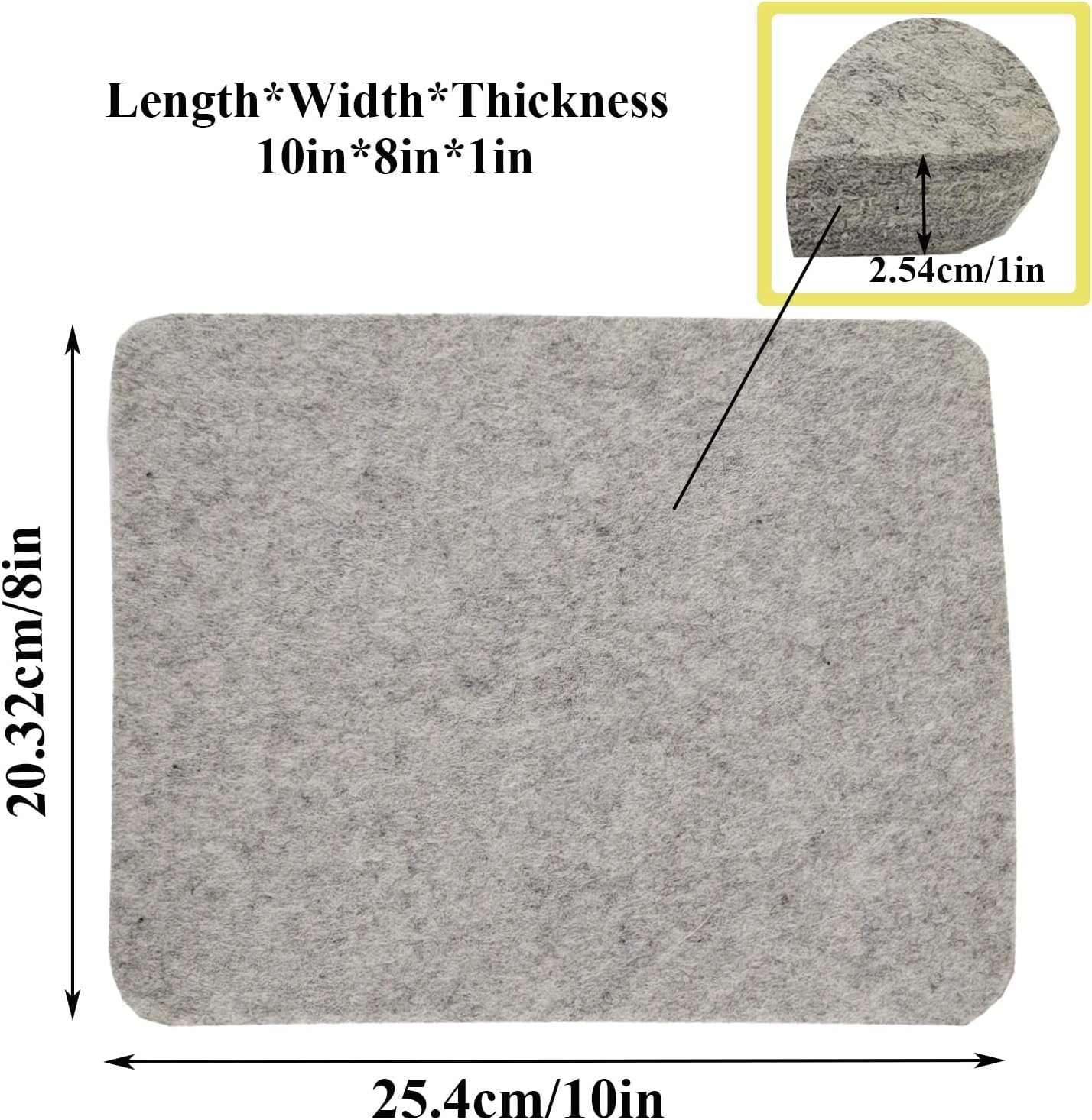 Wool Needle Felting Pad,10x8x1 inch Needled Felt Mat Block Thick and Firm Base for Precision Felting Projects Including Pair of Leather Finger Guards (10in*8in)