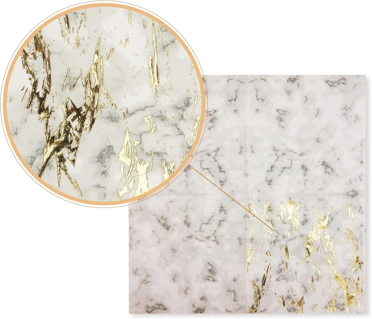 80-Pack Napkins Disposable Paper Towel Cocktail Dinner Party Decoration, Gold Splash