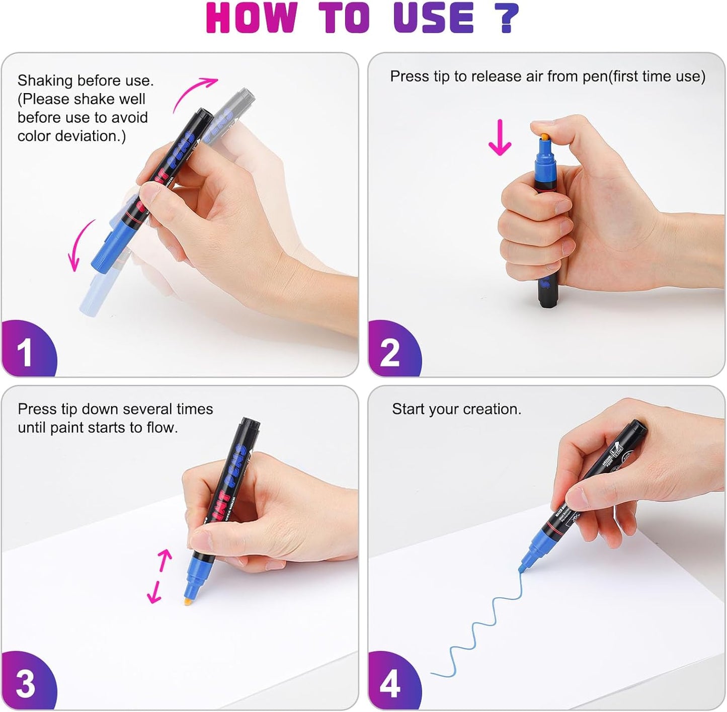 Green Paint Pens Paint Markers - 8 Pack Permanent Quick Dry Waterproof Marker Pens for Rocks Wood Fabric Plastic Canvas Glass Mugs Metal Tire Stone